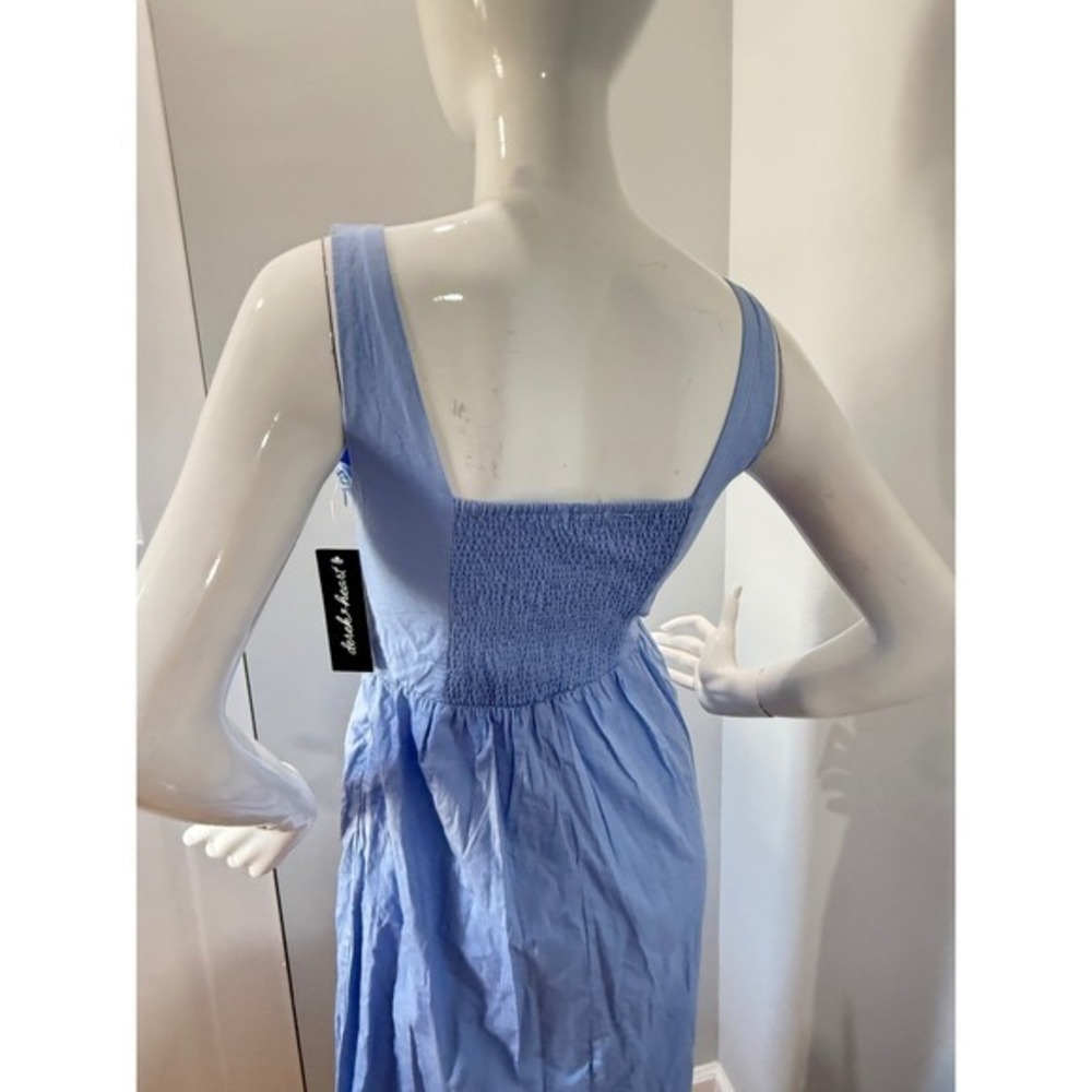 Derek Heart Women's Blue Cotton Maxi Dress Bow Front Smocked Back Sleeveless M - Picture 9 of 10